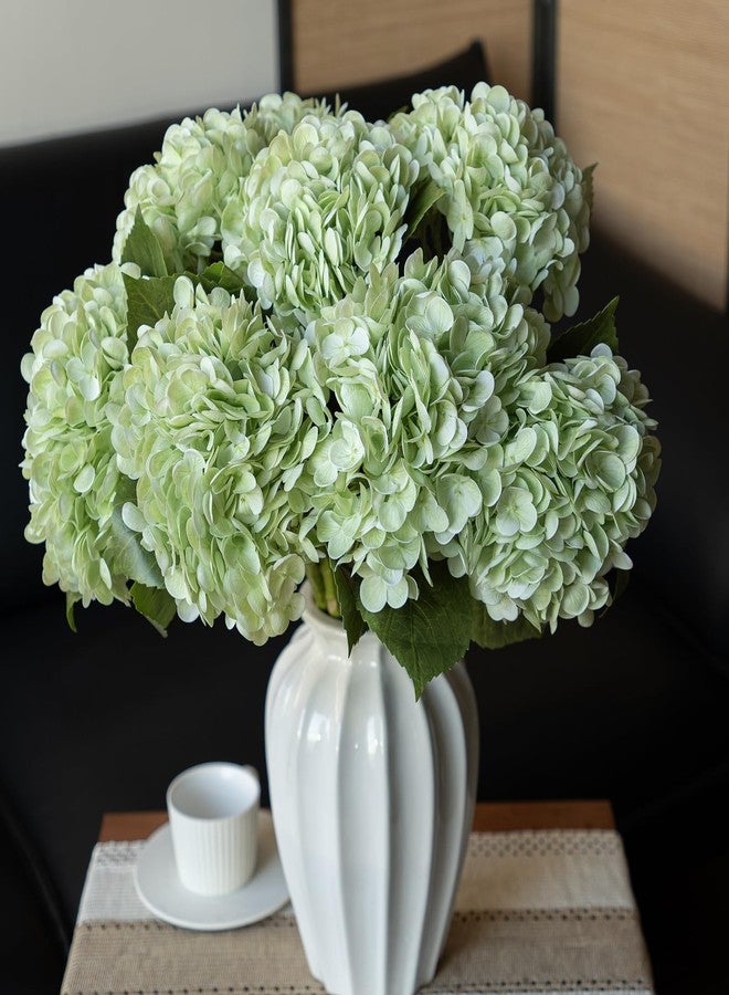 DUYONE 22" Real Soft Touch Hydrangea Artificial Flowers Realistic,Large Long Stem Fake Flowers Full Latex Faux,Wedding Bouquet,Party Home Decor,Garden Office Room Table Centerpieces Light Green 3Pcs - Image 4