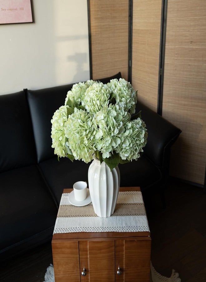 DUYONE 22" Real Soft Touch Hydrangea Artificial Flowers Realistic,Large Long Stem Fake Flowers Full Latex Faux,Wedding Bouquet,Party Home Decor,Garden Office Room Table Centerpieces Light Green 3Pcs - Image 5