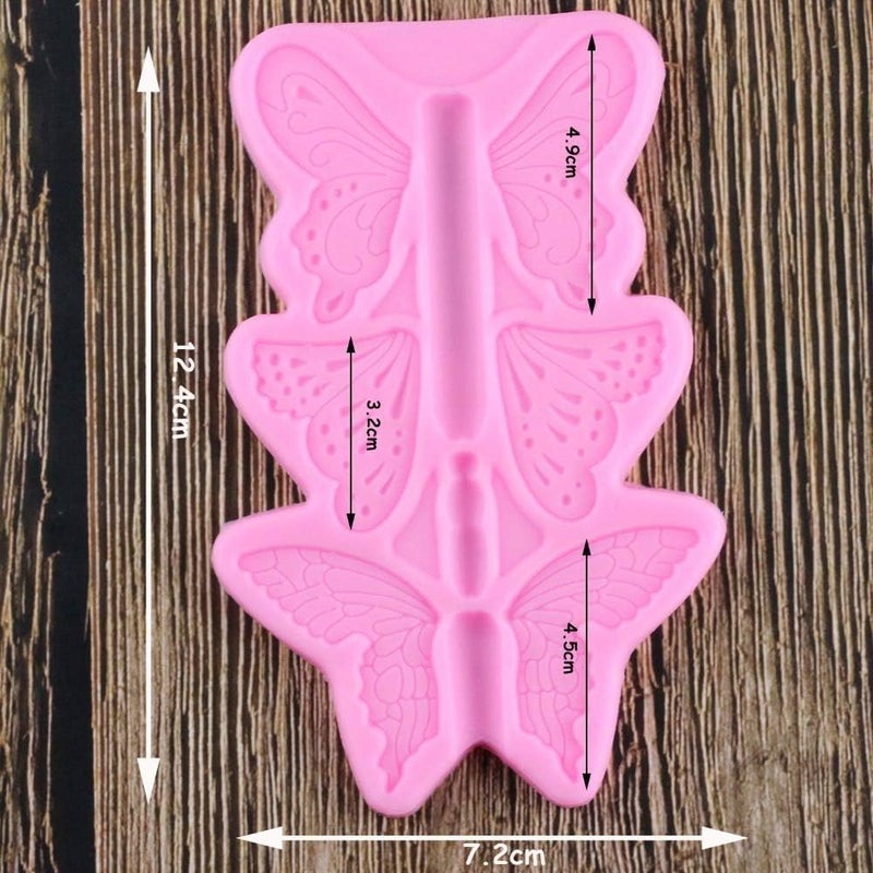 Skytail Skytail 3 Cavity Butterfly Silicone Fondant Mould Baking Chocolate Candy Cake Decoraion Cupcake Topper Sugar Craft Gum Paste Cookie Biscuit Jelly Gummy Ice Cube Clay Wax DIY Resin Jewelry Mold  - Image 2