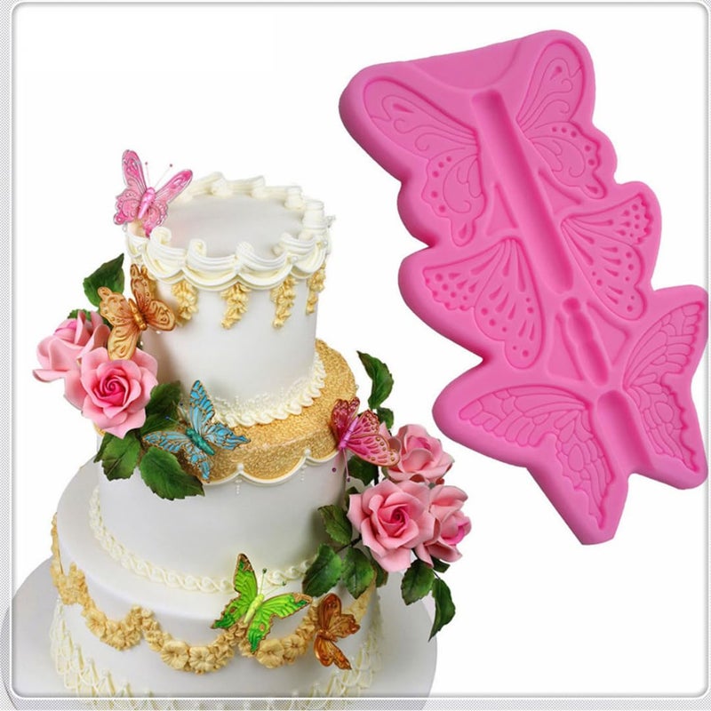 Skytail Skytail 3 Cavity Butterfly Silicone Fondant Mould Baking Chocolate Candy Cake Decoraion Cupcake Topper Sugar Craft Gum Paste Cookie Biscuit Jelly Gummy Ice Cube Clay Wax DIY Resin Jewelry Mold  - Image 3