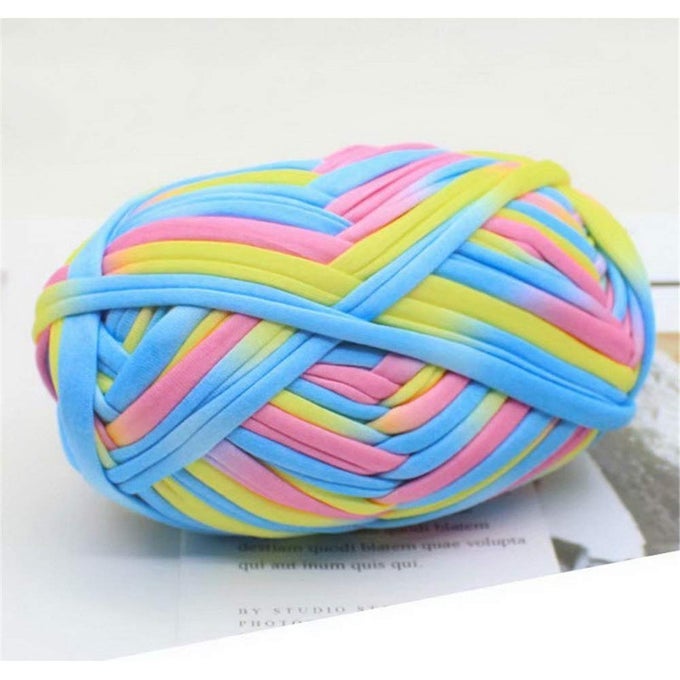 1 PCS COLORFUL TSHIRT YARN KNITTING YARN FABRIC CROCHET CLOTH FOR DIY KNITTED FABRIC ART 50 PINKYELLOW