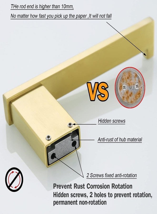 RANDOM Brushed Gold Toilet Paper Holder, Bathroom Hardware Accessories SUS 304 Stainless Steel Modern Tissue Paper Roll Holder Nordic Minimalism Contemporary Hotel Style Wall Mount. - Image 3