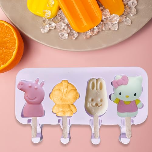 MoldBerry Silicone Popsicle Maker Mold | Large Popsicle Molds 4 Cavities Cake Pop Silicone Molds Cartoon Ice Cream Cakesicle Molds for Chocolate Baking Mold Pk1, 20 x 10 x 2.1 Centimeters - Image 3