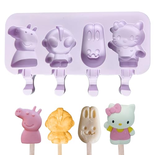 MoldBerry Silicone Popsicle Maker Mold | Large Popsicle Molds 4 Cavities Cake Pop Silicone Molds Cartoon Ice Cream Cakesicle Molds for Chocolate Baking Mold Pk1, 20 x 10 x 2.1 Centimeters - Image 1