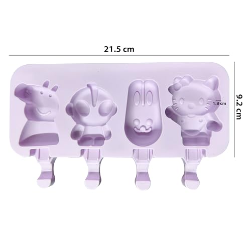 MoldBerry Silicone Popsicle Maker Mold | Large Popsicle Molds 4 Cavities Cake Pop Silicone Molds Cartoon Ice Cream Cakesicle Molds for Chocolate Baking Mold Pk1, 20 x 10 x 2.1 Centimeters - Image 2