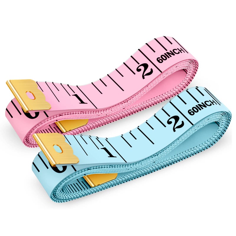 iBayam Tape Measure iBayam Soft Ruler Measuring Tape for Body Weight Loss Fabric Sewing Tailor Cloth Vinyl Measurement Craft Supplies 60Inch Double Scale Ruler 2Pack Pastel Pink Blue - Image 3