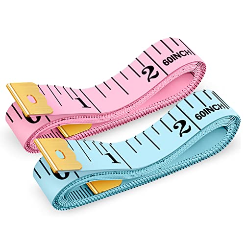 iBayam Tape Measure iBayam Soft Ruler Measuring Tape for Body Weight Loss Fabric Sewing Tailor Cloth Vinyl Measurement Craft Supplies 60Inch Double Scale Ruler 2Pack Pastel Pink Blue - Image 1