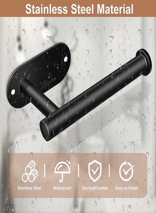 Bjiotun 2 Pack Toilet Paper Holder - Bjiotun Black Toilet Paper Holder Wall Mount for Bathroom Storage, Stainless Steel Paper Towel Holder - Strong Adhesion & Screws - Image 2