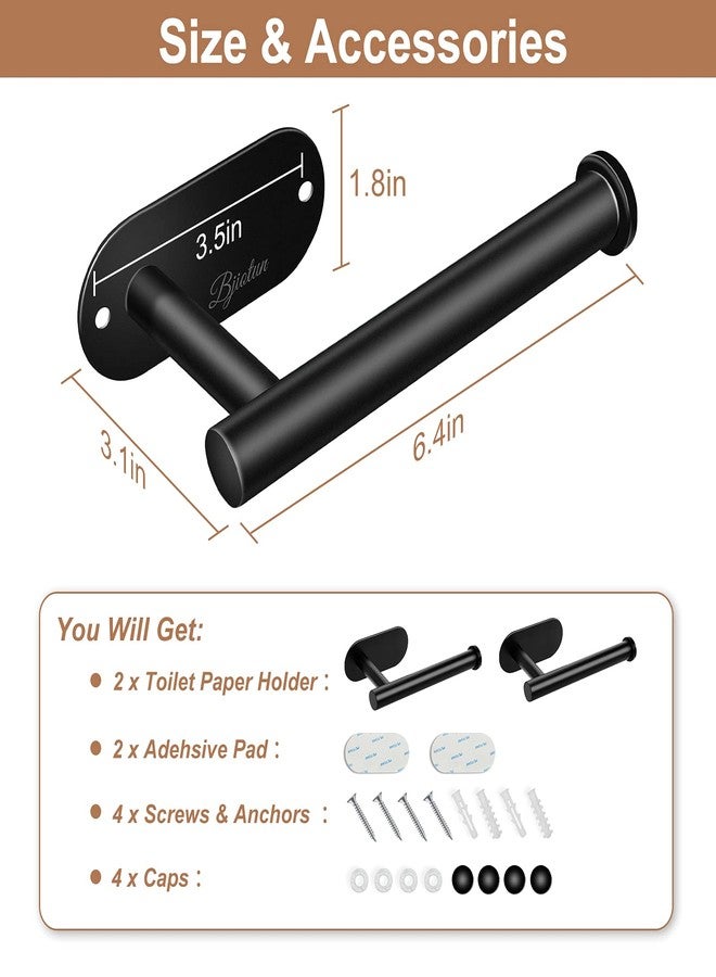 Bjiotun 2 Pack Toilet Paper Holder - Bjiotun Black Toilet Paper Holder Wall Mount for Bathroom Storage, Stainless Steel Paper Towel Holder - Strong Adhesion & Screws - Image 5