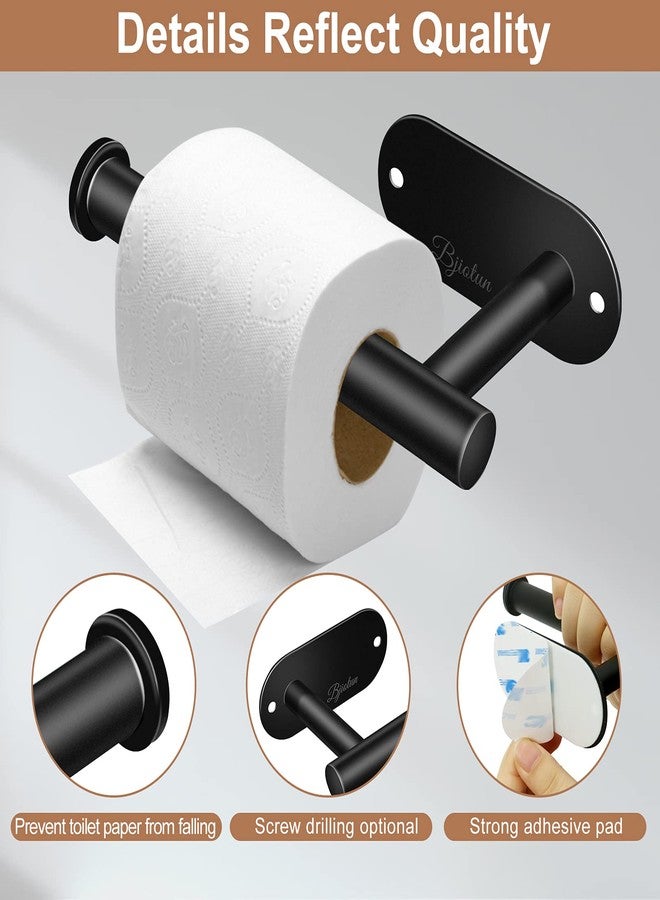 Bjiotun 2 Pack Toilet Paper Holder - Bjiotun Black Toilet Paper Holder Wall Mount for Bathroom Storage, Stainless Steel Paper Towel Holder - Strong Adhesion & Screws - Image 3