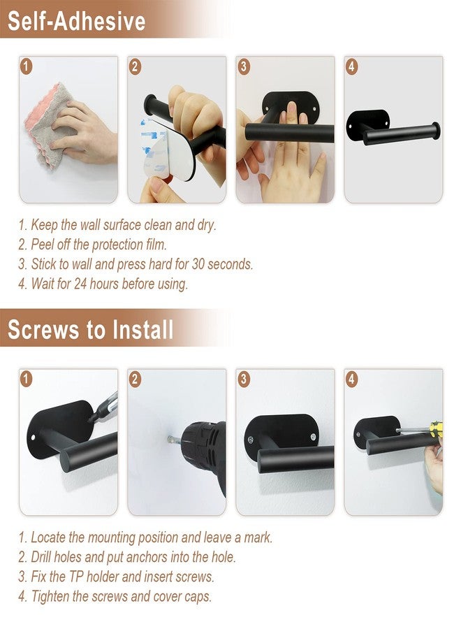Bjiotun 2 Pack Toilet Paper Holder - Bjiotun Black Toilet Paper Holder Wall Mount for Bathroom Storage, Stainless Steel Paper Towel Holder - Strong Adhesion & Screws - Image 4