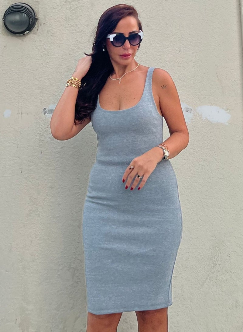 VENTIUP Grey Sleeveless Basic Dresses - Image 2