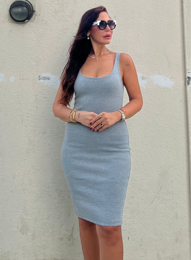 VENTIUP Grey Sleeveless Basic Dresses - Image 1