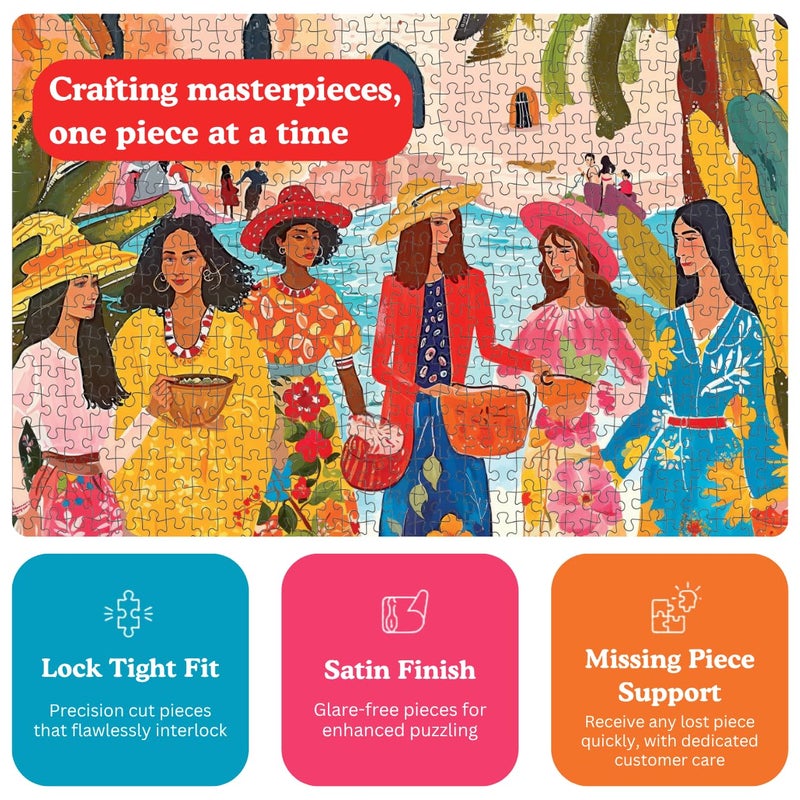 Cross & Glory - Saharan Sun: Fashion Under The Palms - 1000 Piece Jigsaw Puzzle for Adults | Moroccan Desert Theme | Vibrant Colors | Ideal for Adult Puzzle Enthusiasts - Image 4