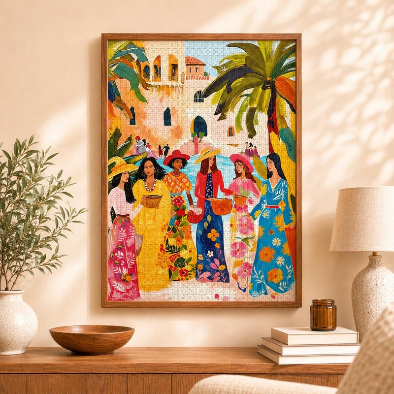 Cross & Glory - Saharan Sun: Fashion Under The Palms - 1000 Piece Jigsaw Puzzle for Adults | Moroccan Desert Theme | Vibrant Colors | Ideal for Adult Puzzle Enthusiasts - Image 3