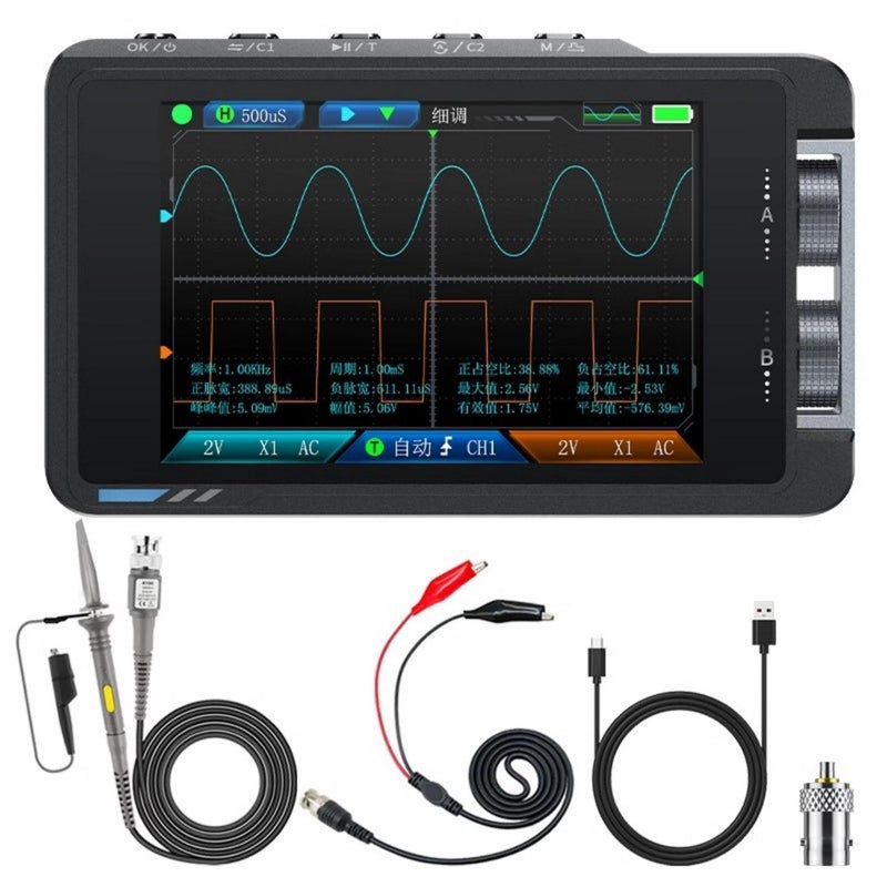 مقياس الذبذبات FNIRSI-DS215H | جهاز اختبار رقمي ثنائي القناة | جهاز ذبذبات محمول ثنائي القناة محمول يدوي 2 في 1 | مولد إشارات رقمي عالدقة | مصمم خصيصًا لصناعات الصيانة والبحث والتطوير | عرض نطاق ترددي 50 ميجاهرتز | معدل أخذ عينات 250 ميغا عينة في الثانية | يدعم 8 لغات - Image 1