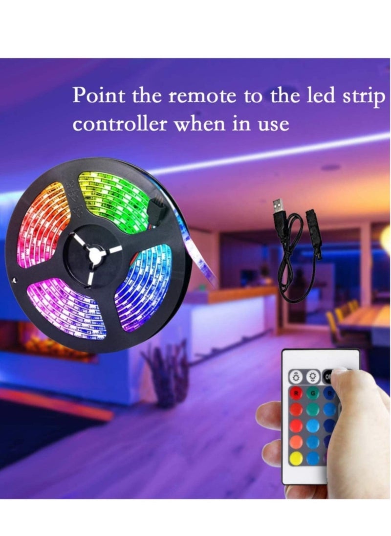 LED Light Strip 2M USB RGB Waterproof Decoration Lighting with Remote Control for Bedroom Kitchen Hotel Home TV Back (Color Changing) - Image 3