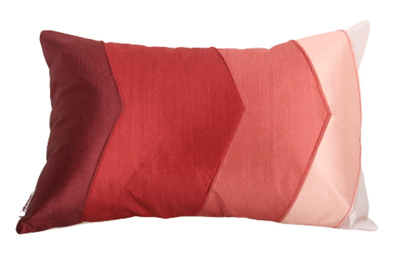 Home- The Best is for You Polyester Rectangular Striped Cushion Cover 12x18 Inch Pack of 2 (Red) - Image 2