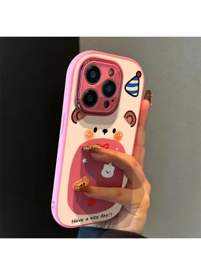 Temu A cute little bear case with precise cutouts, featuring a cartoon design, offering high-quality, full coverage protection against shocks, scratches, and fingerprints. Suitable for iPhone 13 Pro.