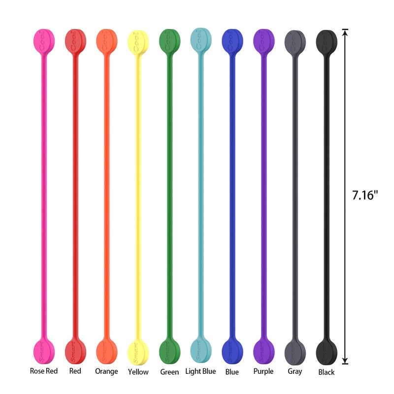 SMART&COOL Reusable Silicone Magnetic Cable Ties for Bundling and Organizing, Holding Stuff, Book Markers, Fridge Magnets, Assorted Color, 7.16'' (20-Pack, Multi) - Image 2