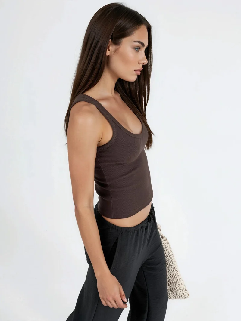 بوسيم BUSEM V-neck Ribbed Viscose Blend Tank Top