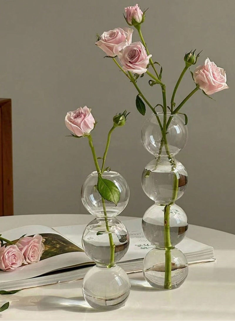 2PCS Ins Style Bubble Glass Vase, Clear Hydroponic Plants, Tulip Floral Display, Living Room Decoration,Home Decor,Flower Vase,Centerpiece,Table Decor  - Image 1