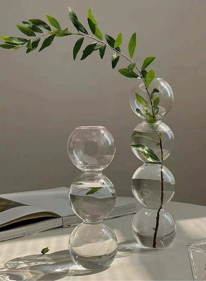 2PCS Ins Style Bubble Glass Vase, Clear Hydroponic Plants, Tulip Floral Display, Living Room Decoration,Home Decor,Flower Vase,Centerpiece,Table Decor  - Image 2