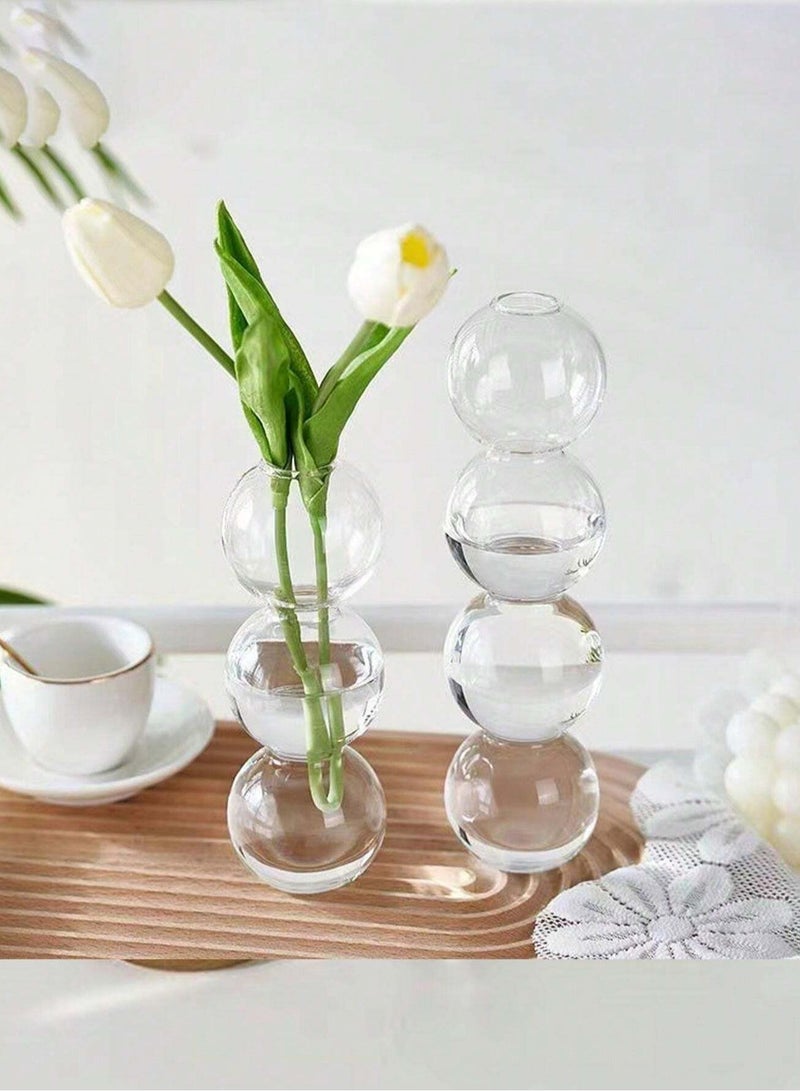 2PCS Ins Style Bubble Glass Vase, Clear Hydroponic Plants, Tulip Floral Display, Living Room Decoration,Home Decor,Flower Vase,Centerpiece,Table Decor  - Image 3