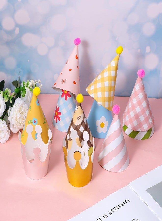 Ymapinc 11PCS Party Hat for Stuffed Animals Birthday Cone Party Hats Set Includes 2 Paper Crowns Colorful Mini Birthday Hats and 9 Adorable Hat with Pompoms for Adults Pet - Image 5