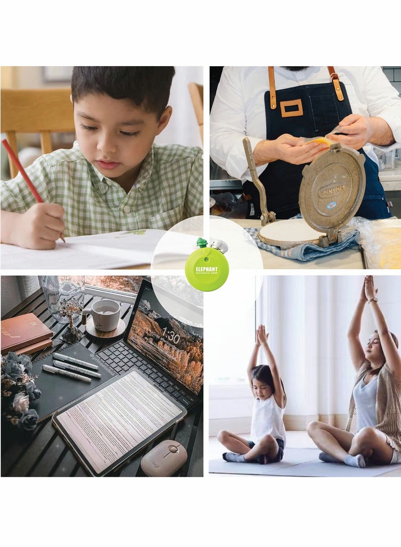 Excefore مؤقت للأطفال، مؤقت مطبخ مغناطيسي، مؤقت بصري لمدة 60 دقيقة، مؤقتات ميكانيكية لطيفة للفصل الدراسي، الطهي، القراءة، الصالة الرياضية، (فيل) - 2 حزمة - Image 3