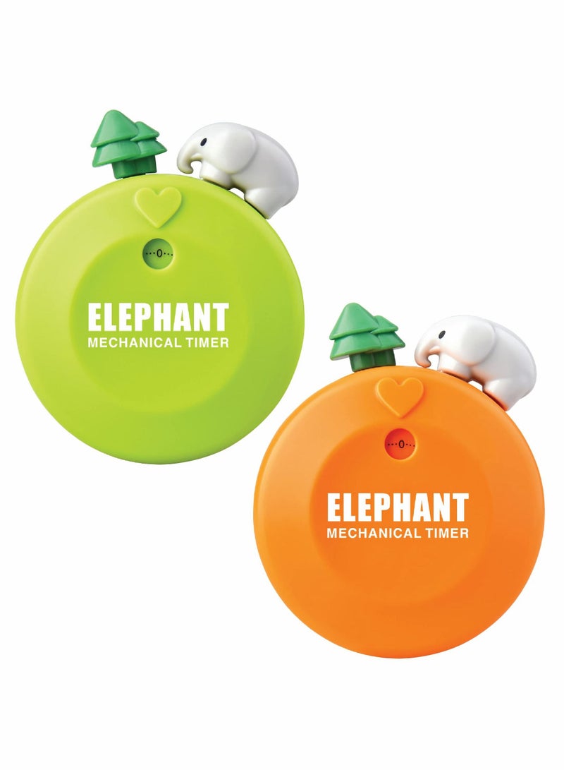 Excefore مؤقت للأطفال، مؤقت مطبخ مغناطيسي، مؤقت بصري لمدة 60 دقيقة، مؤقتات ميكانيكية لطيفة للفصل الدراسي، الطهي، القراءة، الصالة الرياضية، (فيل) - 2 حزمة - Image 1