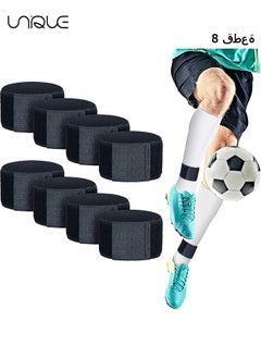 Unique 8 Pcs Soccer Shin Guard Straps - Anti Slip Shin Guard Stays Legging Holders - Football Socks Shin Fixed Straps for Sports Kicking Ball Running Cycling Youth Adults - Black  - Image 1