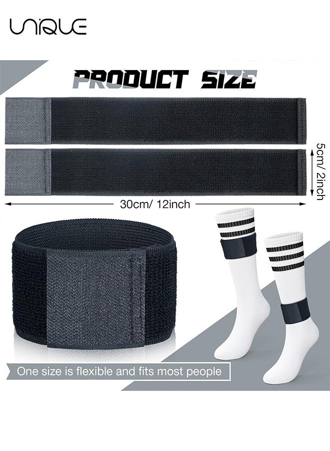 Unique 8 Pcs Soccer Shin Guard Straps - Anti Slip Shin Guard Stays Legging Holders - Football Socks Shin Fixed Straps for Sports Kicking Ball Running Cycling Youth Adults - Black  - Image 2