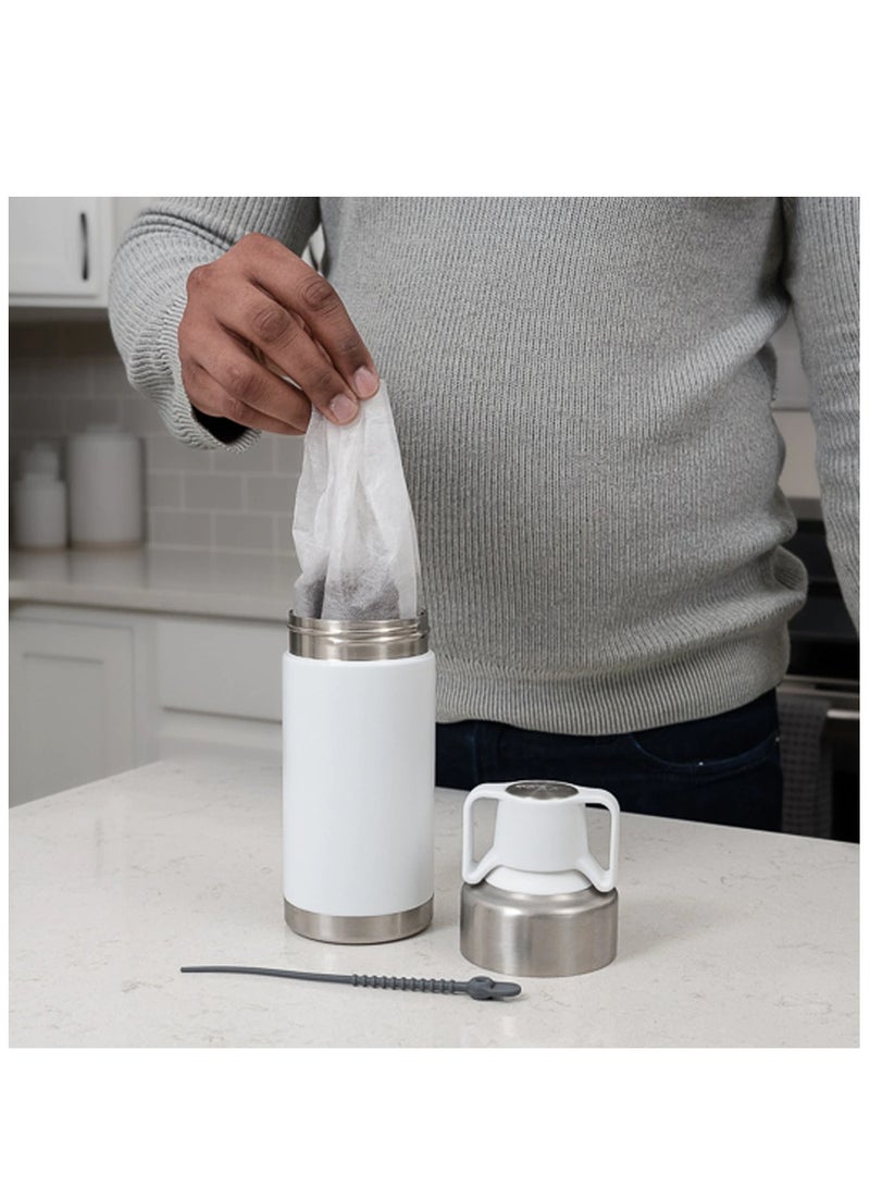 Toddy Go Brewer-Travel Cold Brew Coffee And Tea Maker I Double Walled And Vaccum Insulated-Portable 25 Oz, White  - Image 4