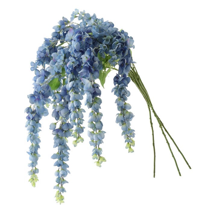 DAILISEN 3 STRANDS 40 SILK BLUE WISTERIA ARTIFICIAL FLOWERS FAKE WISTERIA FLORAL HANGING PLANT GARLAND FOR HOME DECOR PARTY FLOOR VASE BALCONY WEDDING ARRANGEMENT DECORATION BLUE