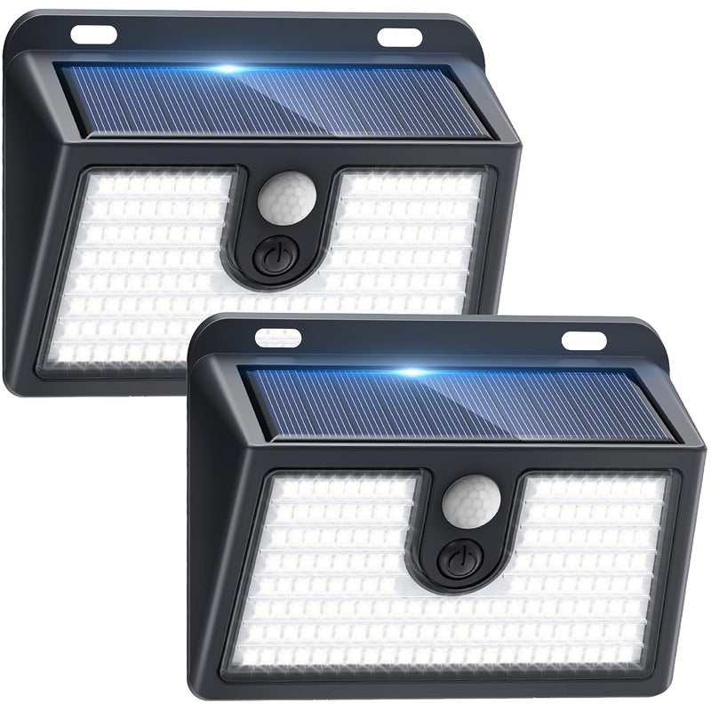 CLAONER [2 Packs] Solar Motion Sensor Outdoor Lights, Super Bright Solar Lights Outdoor Waterproof, 3 Lighting Modes Security Wall Light for Outside Walking Dog Fence Backyard Deck Garden Door Step Garage - Image 1