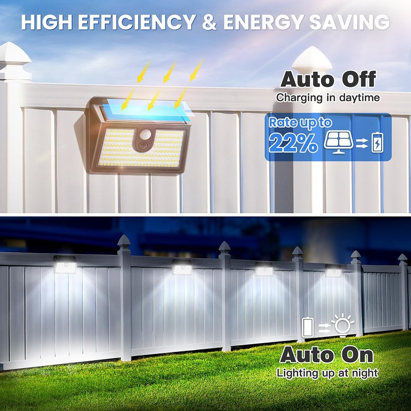 CLAONER [2 Packs] Solar Motion Sensor Outdoor Lights, Super Bright Solar Lights Outdoor Waterproof, 3 Lighting Modes Security Wall Light for Outside Walking Dog Fence Backyard Deck Garden Door Step Garage - Image 3