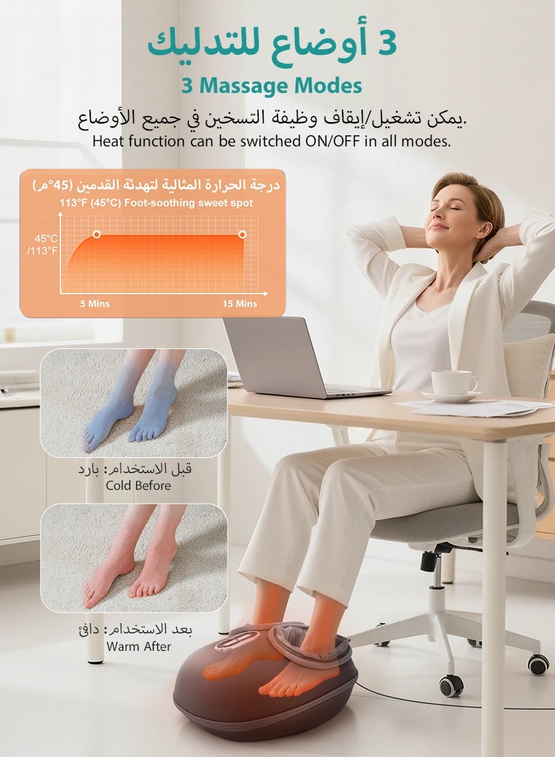 نِك تيك Nekteck جهاز مساج القدمين بتقنية الشياتسو مع تدفئة مهدئة - مدلك قدم عميق لتحسين الدورة الدموية وراحة القدمين للاستخدام المنزلي أو المكتبي - Image 3