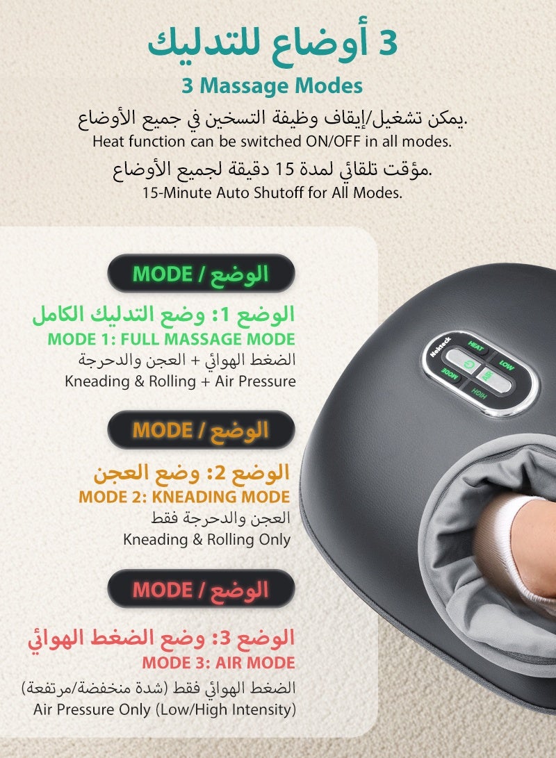 نِك تيك Nekteck جهاز مساج القدمين بتقنية الشياتسو مع تدفئة مهدئة - مدلك قدم عميق لتحسين الدورة الدموية وراحة القدمين للاستخدام المنزلي أو المكتبي - Image 2