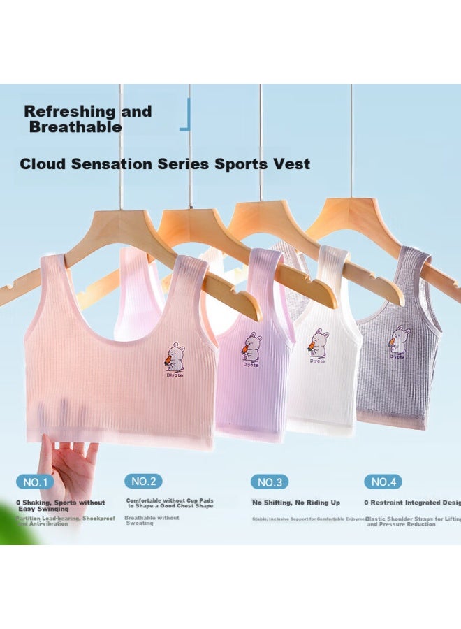 Snowflying Girls' Bra Developmental Period 8-12 Years Old Children's Bra Student Girls Seamless Breathable Sports Camisole 2-pack - Image 2