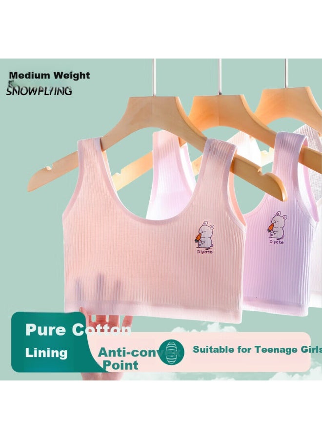 Snowflying Girls' Bra Developmental Period 8-12 Years Old Children's Bra Student Girls Seamless Breathable Sports Camisole 2-pack - Image 1