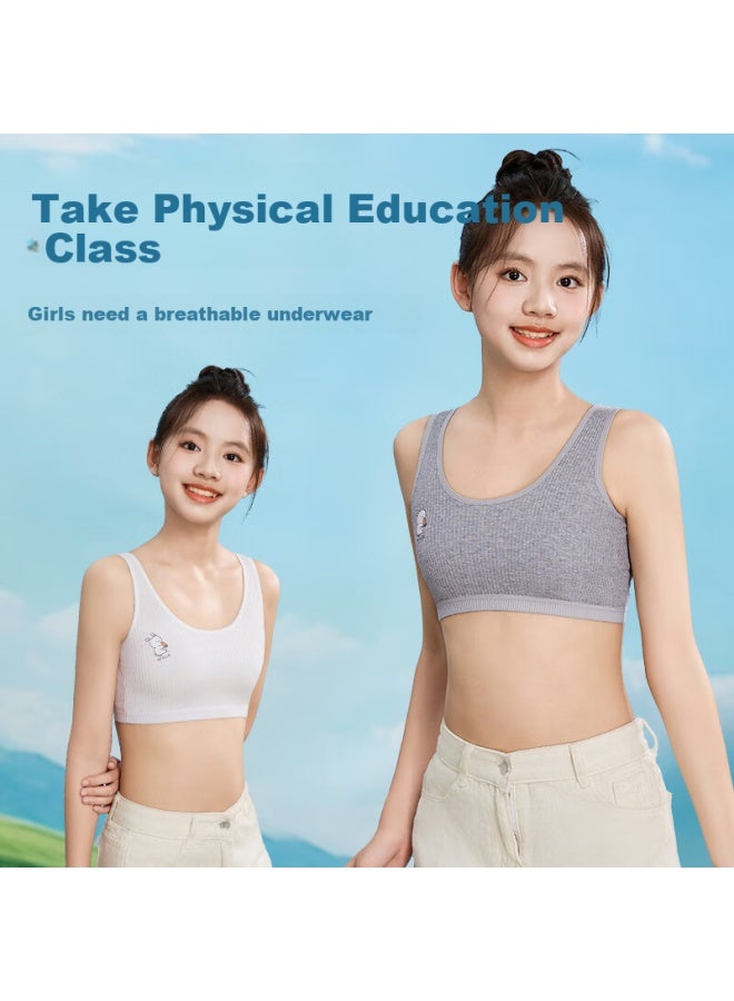 Snowflying Girls' Bra Developmental Period 8-12 Years Old Children's Bra Student Girls Seamless Breathable Sports Camisole 2-pack - Image 4