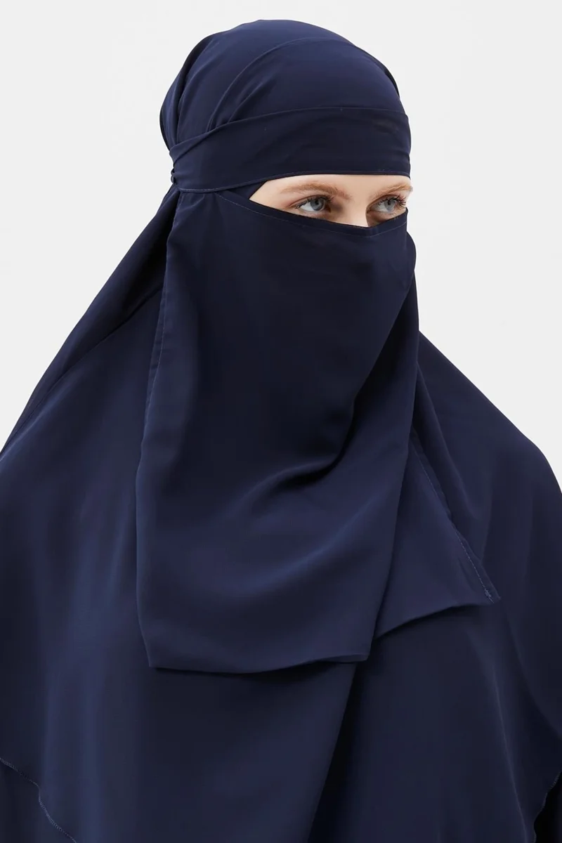 Altobeh Ready Practical Chiffon Three Layer Veiled Triangle Hajj Umrah Shawl Soufflé Hijab Nikap