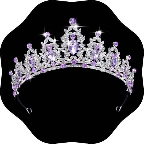 Kamirola - Queen Crown and Tiaras Princess Crown for Women and Girls Crystal Headbands for Bridal, Princess for Wedding and Party(Silver&Purple) - Image 1