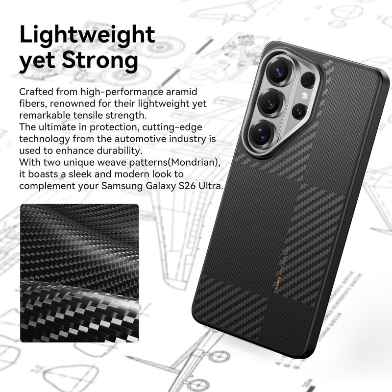 RAPTIC Aramid Dual for Samsung Galaxy S26 ULTRA case [MagSafe compatible] 1500D Aramid Fiber [Military Grade 13 Feet Drop tested] Hybrid cover TPU Shock Absorbing Bumper - Mondrian - Image 3