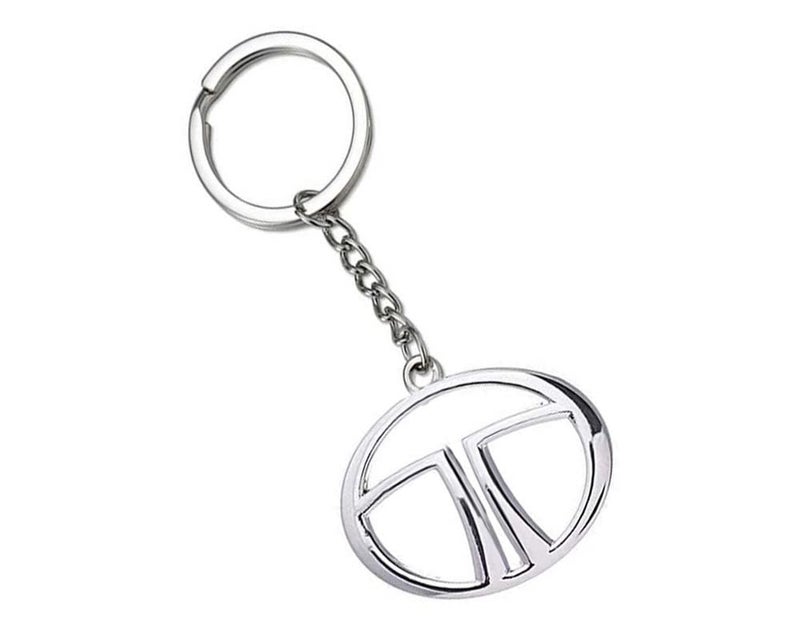 Auto E-Shopping Tata Logo Car Key Chain Ring Silver Plated Metal Chrome Finish Stainless Steel 1 Piece - Image 1
