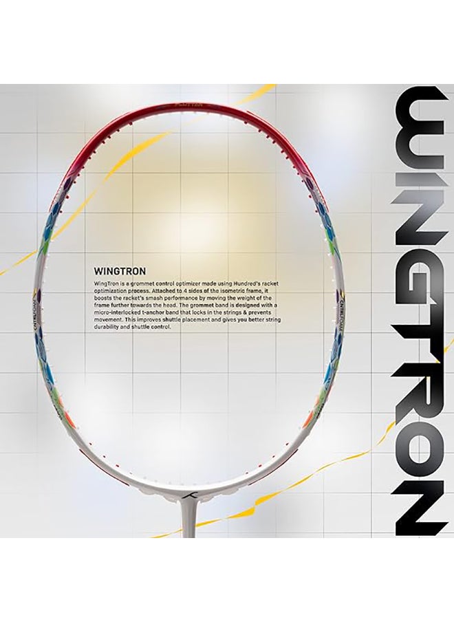 HUNDRED - FLUTTER 7 ATTK Carbon Fibre Unstrung Badminton Racket with Full Racket Cover  | For Professional Players | 84 grams | Maximum String Tension - 32lbs - Image 1