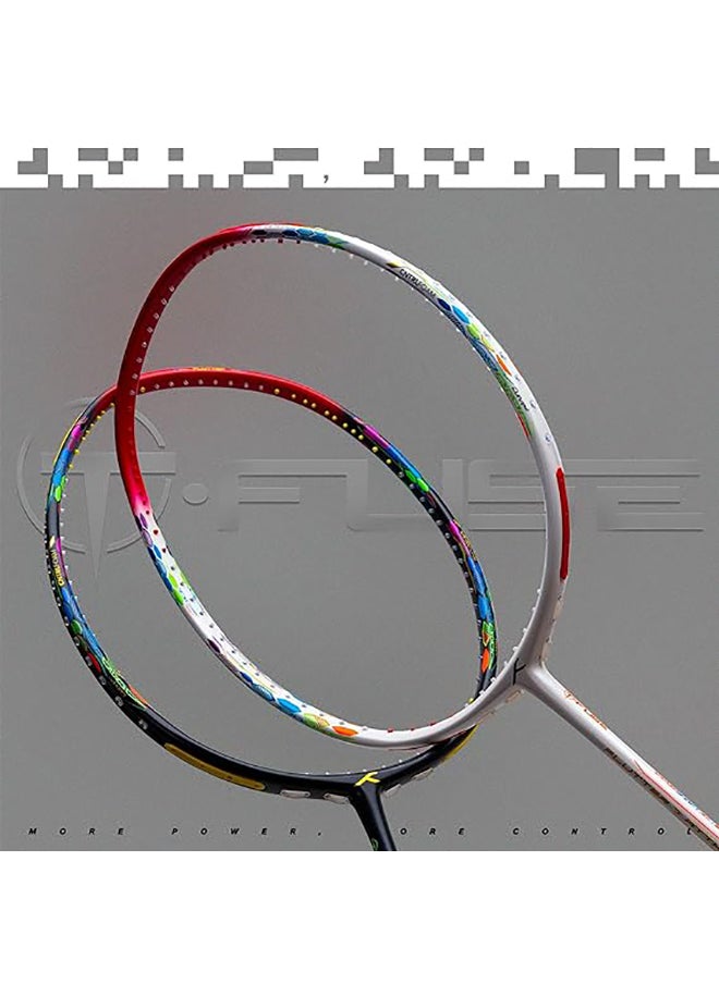 HUNDRED - FLUTTER 7 ATTK Carbon Fibre Unstrung Badminton Racket with Full Racket Cover  | For Professional Players | 84 grams | Maximum String Tension - 32lbs - Image 1