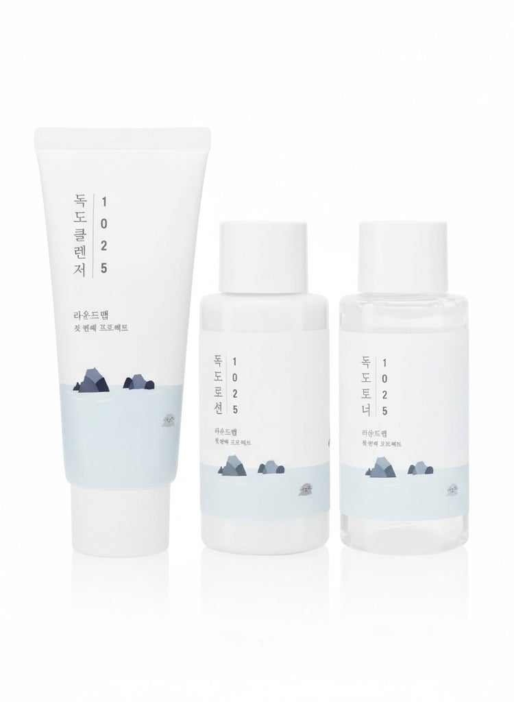 Round Lab 1025 Dokdo Skin Care Basic Set – 3-Step On-The-Go Kit (Cleanser 40ml + Toner 50ml + Lotion 50ml) - Image 4
