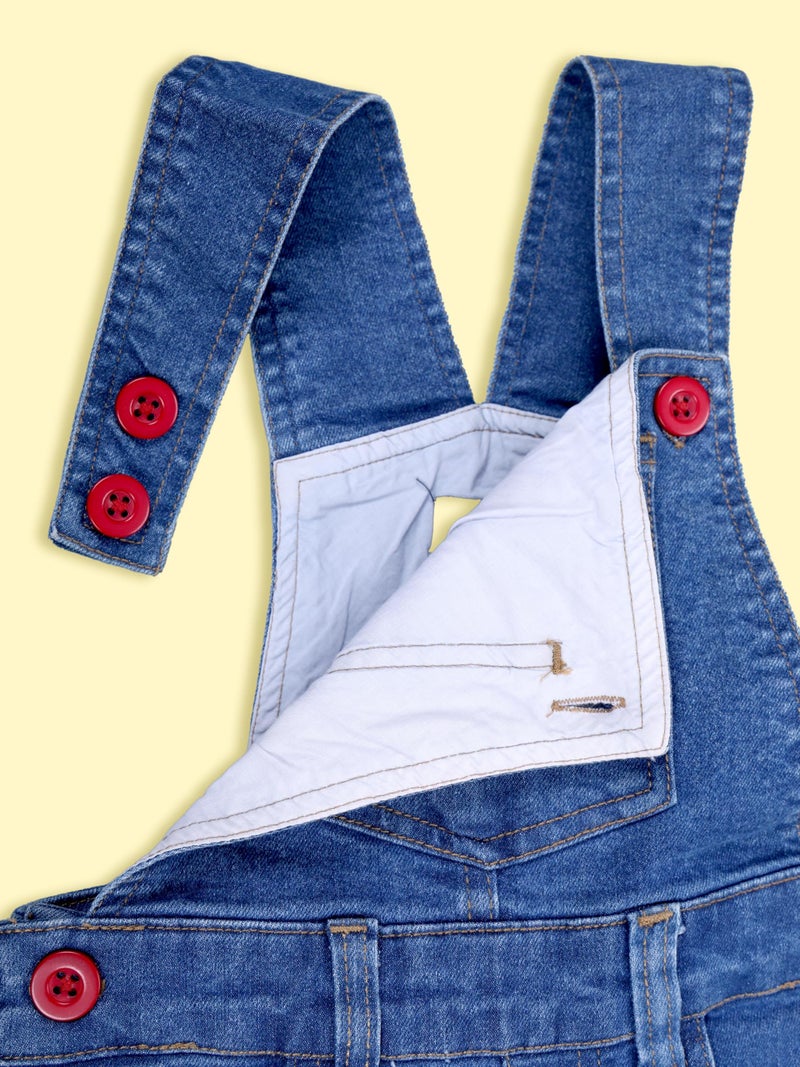 KiddoPanti Boys Denim Dungaree Pant, Mid Wash, 6-8Y, Solid,Blue - Image 5